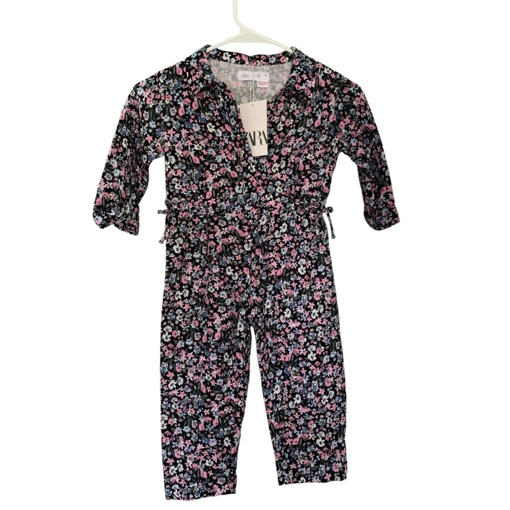 Zara Black and Pink Floral Top